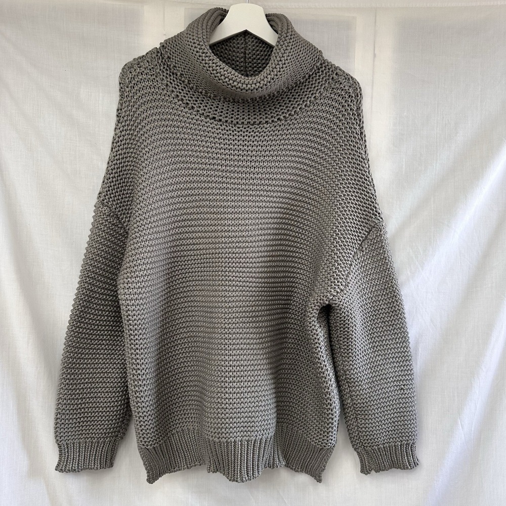 Blushing Heart‎ Oversized Chunky Sweater Size M / L Boxy Relaxed Pullover Gray